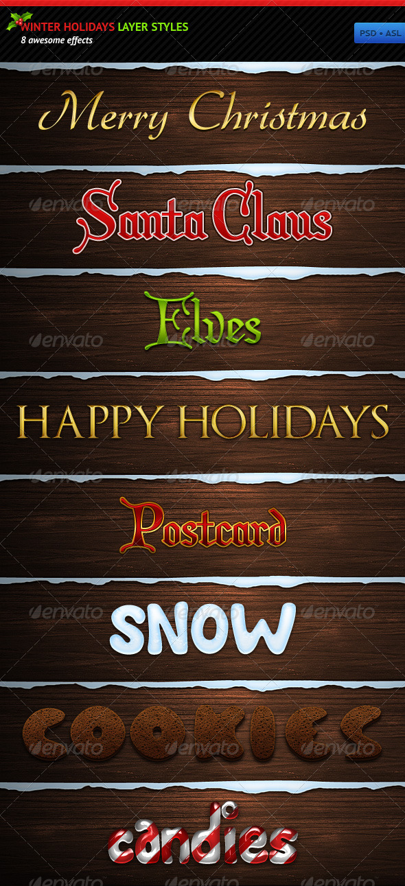 GraphicRiver Winter Holidays Layer Styles 145595 GraphicRiver Winter Holidays Layer Styles 145595