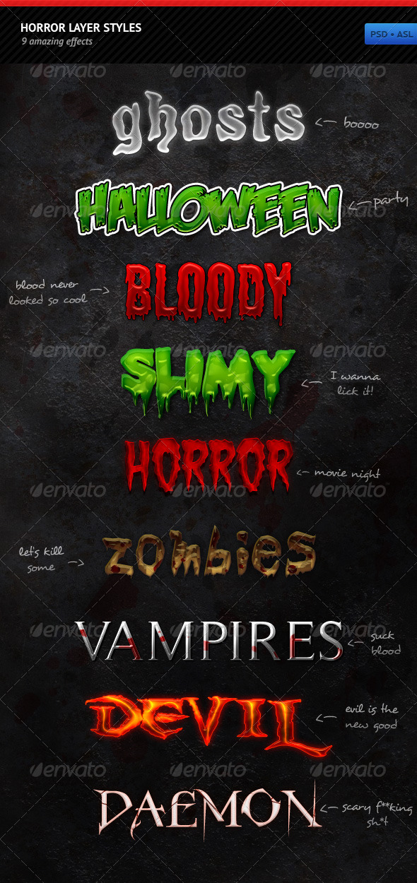 GraphicRiver Horror Layer Styles 144604 GraphicRiver Horror Layer Styles 144604