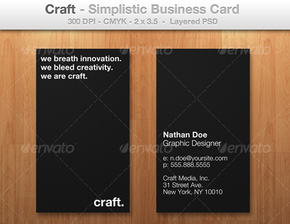 GraphicRiver Craft Simplistic Business Card for Professionals 78785 GraphicRiver Craft Simplistic Business Card for Professionals 78785