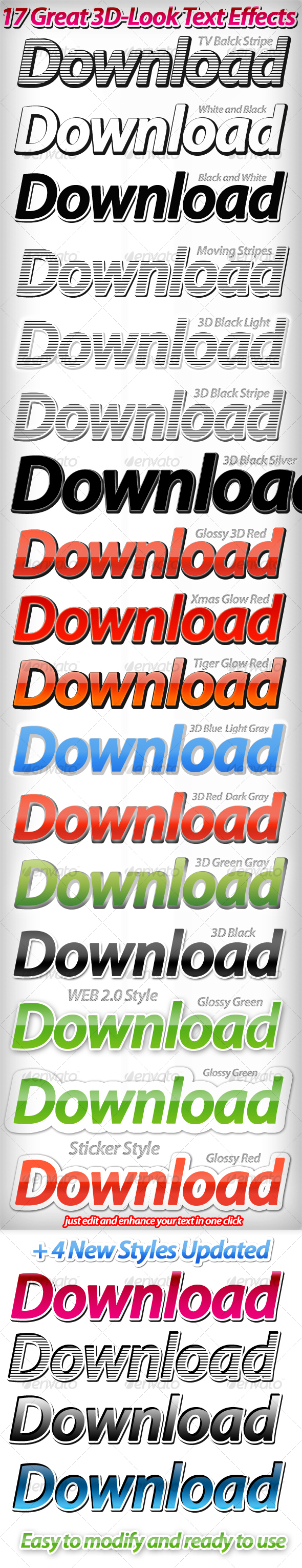 GraphicRiver 17 Great 3D-Look Text Effects 79773 GraphicRiver 17 Great 3D-Look Text Effects 79773