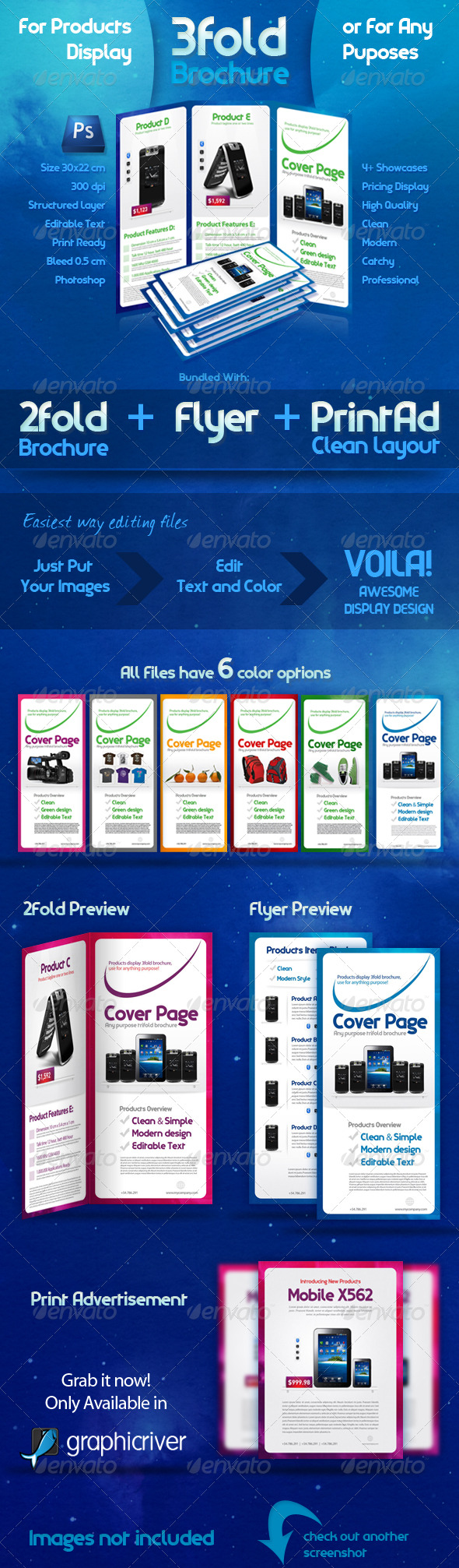 GraphicRiver 3 Fold Brochure Template with 6 Color Variations 161386 GraphicRiver 3 Fold Brochure Template with 6 Color Variations 161386