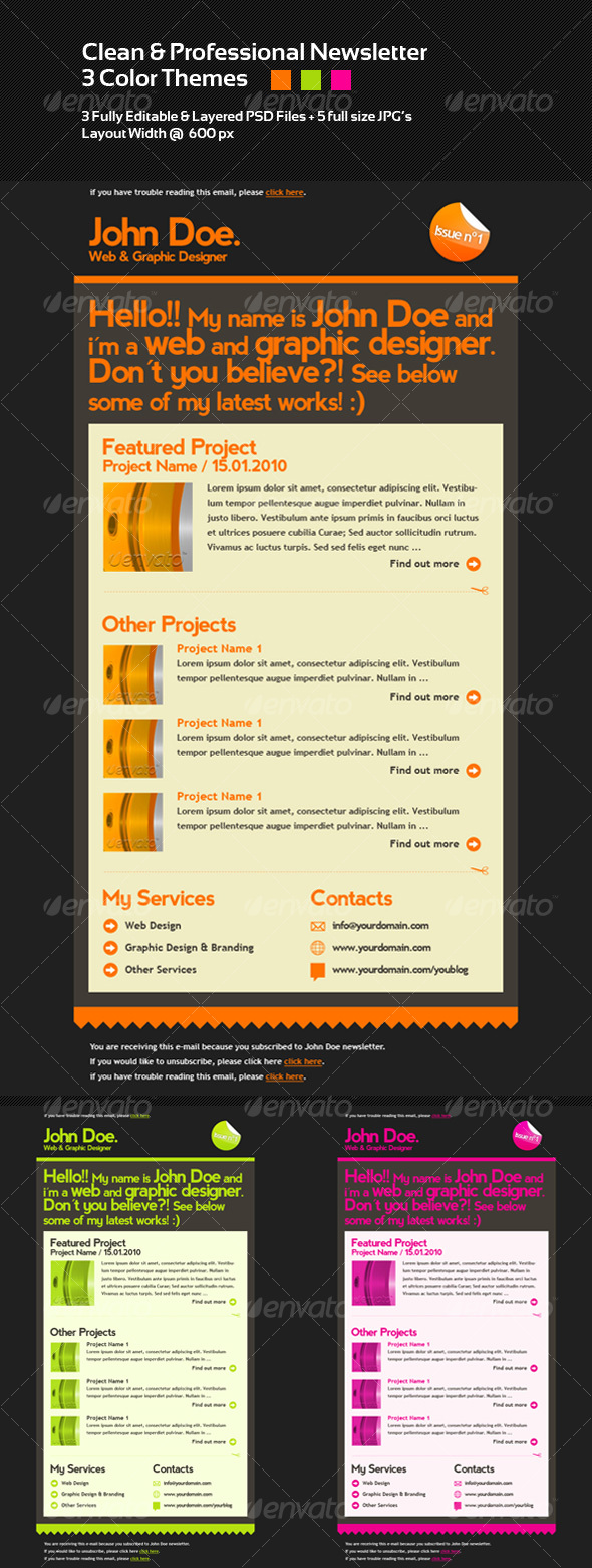 GraphicRiver Clean & Professional Newsletter Layout 3 Colors 84908 GraphicRiver Clean & Professional Newsletter Layout 3 Colors 84908