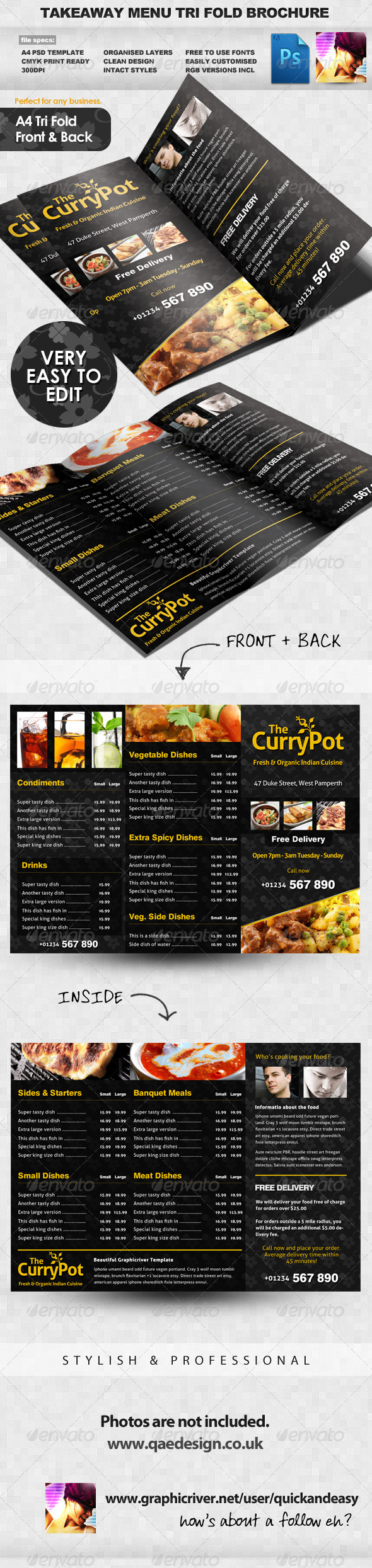 GraphicRiver Takeaway Food Menu Trifold Brochure Template 2288357 GraphicRiver Takeaway Food Menu Trifold Brochure Template 2288357