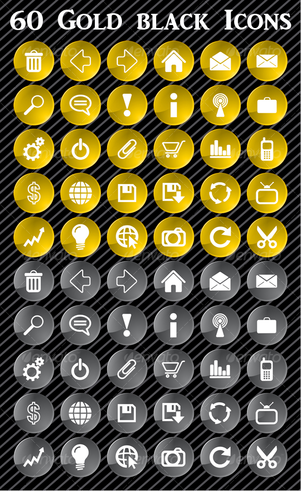 GraphicRiver Gold and black web icons 85390 GraphicRiver Gold and black web icons 85390