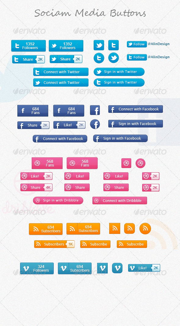 GraphicRiver Social Media Buttons 2302553 GraphicRiver Social Media Buttons 2302553