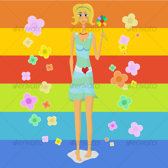 GraphicRiver Beautiful girl with a flower 86222 GraphicRiver Beautiful girl with a flower 86222