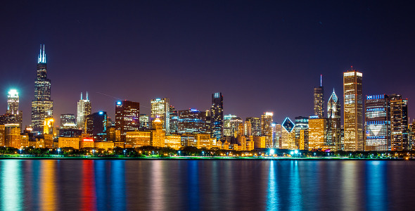 VideoHive Chicago Night Skyline 2332250 VideoHive Chicago Night Skyline 2332250