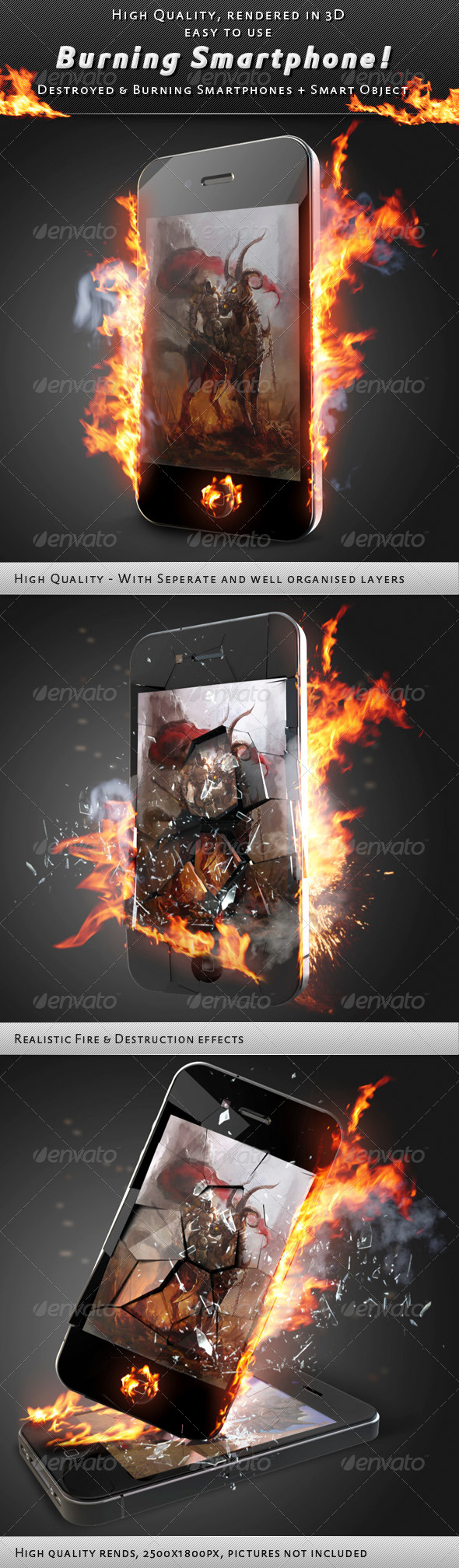 GraphicRiver Smartphone On Fire Mock-Up 2336083 GraphicRiver Smartphone On Fire Mock-Up 2336083