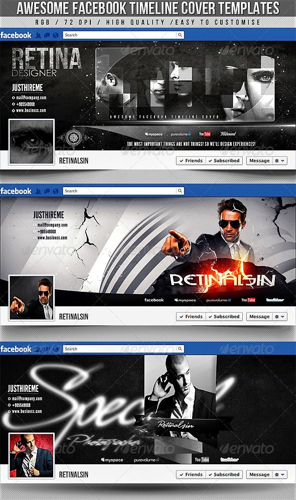 GraphicRiver Facebook Timeline Covers 3in1 2320757 GraphicRiver Facebook Timeline Covers 3in1 2320757