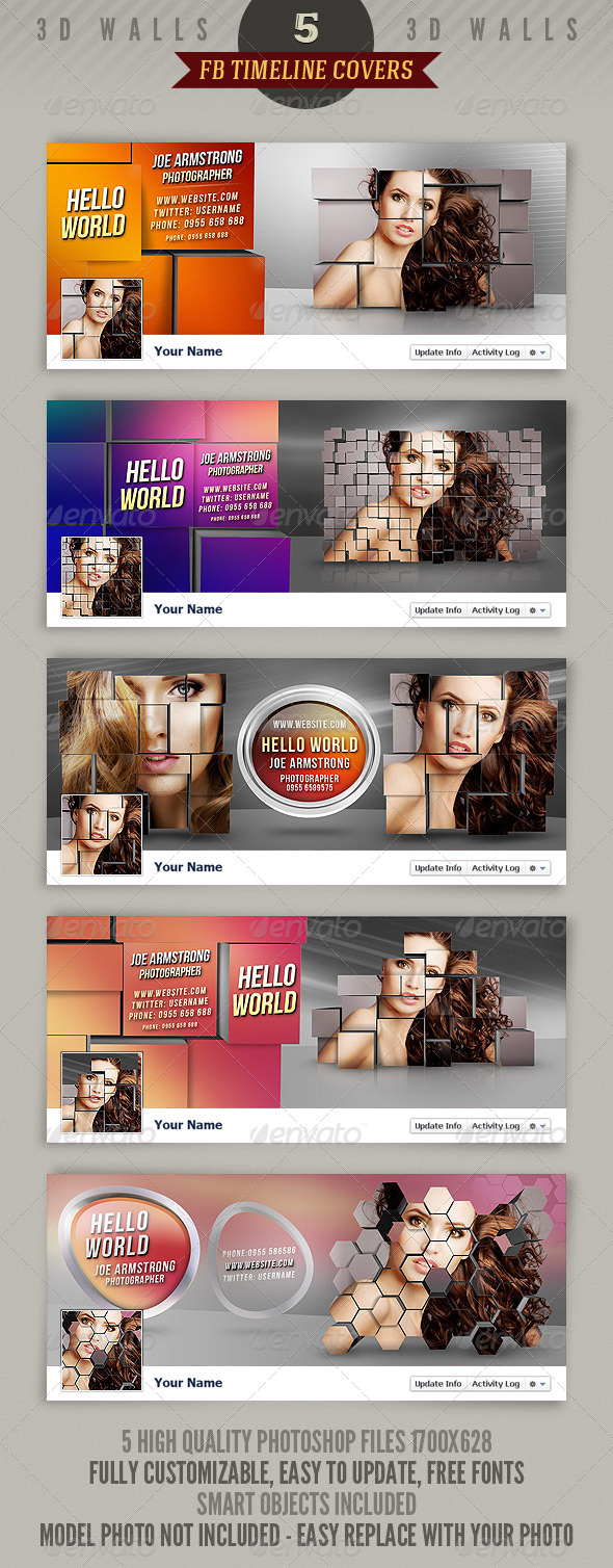 GraphicRiver 5 Facebook Timeline Covers 3D Walls 2352219 GraphicRiver 5 Facebook Timeline Covers 3D Walls 2352219