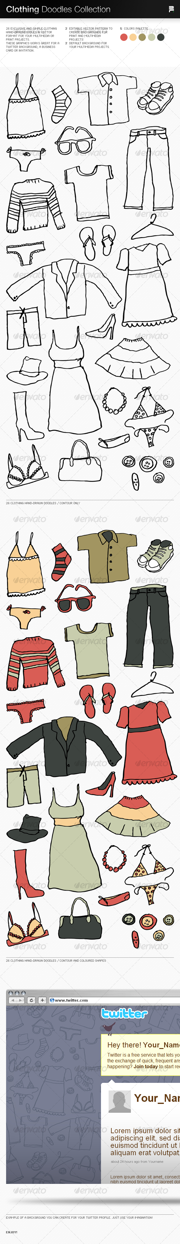 GraphicRiver Clothing Doodles Collection 86453 GraphicRiver Clothing Doodles Collection 86453