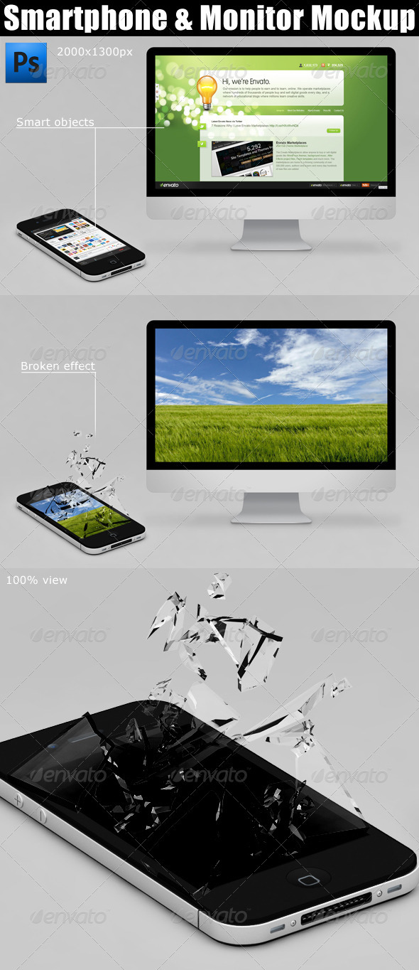 GraphicRiver Smartphone & Monitor Mockup 2362674 GraphicRiver Smartphone & Monitor Mockup 2362674