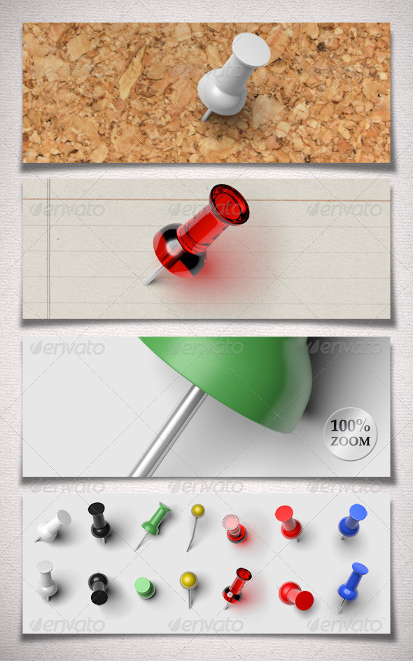 GraphicRiver Push Pin Collection 2384599 GraphicRiver Push Pin Collection 2384599