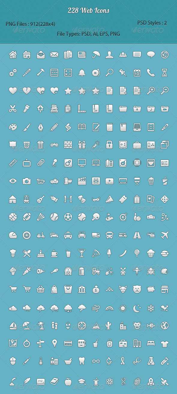 GraphicRiver 228 Pixel Perfect Icons 2393809 GraphicRiver 228 Pixel Perfect Icons 2393809