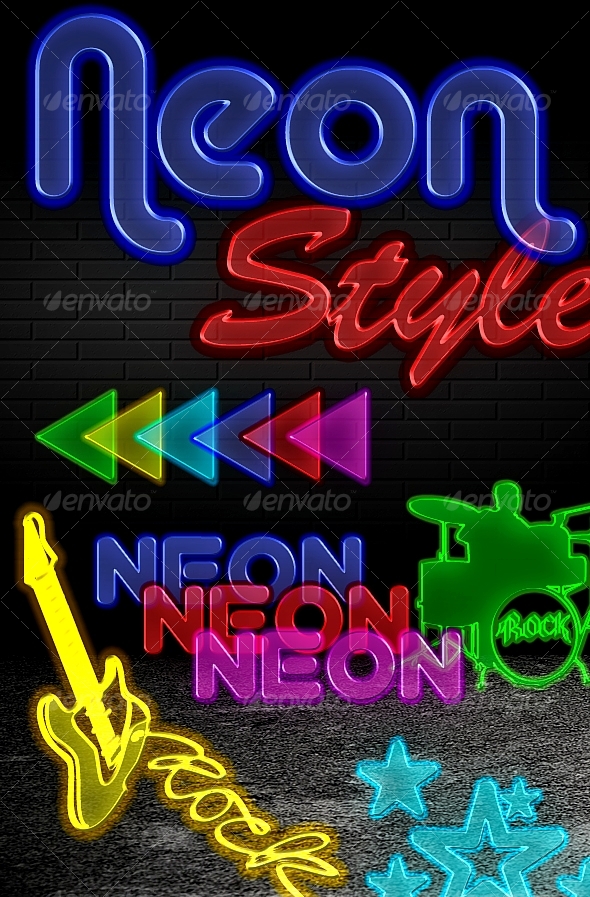 GraphicRiver Neon Styles 6 colors 88634 GraphicRiver Neon Styles 6 colors 88634