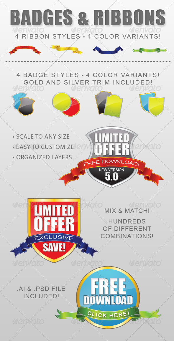 GraphicRiver Badges and Ribbons 271494 GraphicRiver Badges and Ribbons 271494