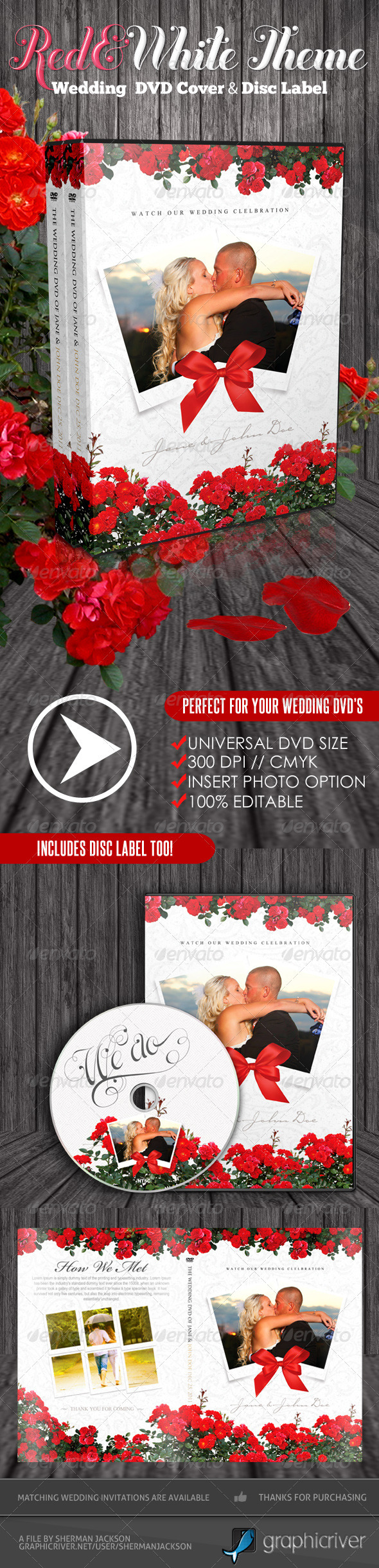 GraphicRiver Red & White Theme Wedding DVD & Disc Label 1566900 GraphicRiver Red & White Theme Wedding DVD & Disc Label 1566900