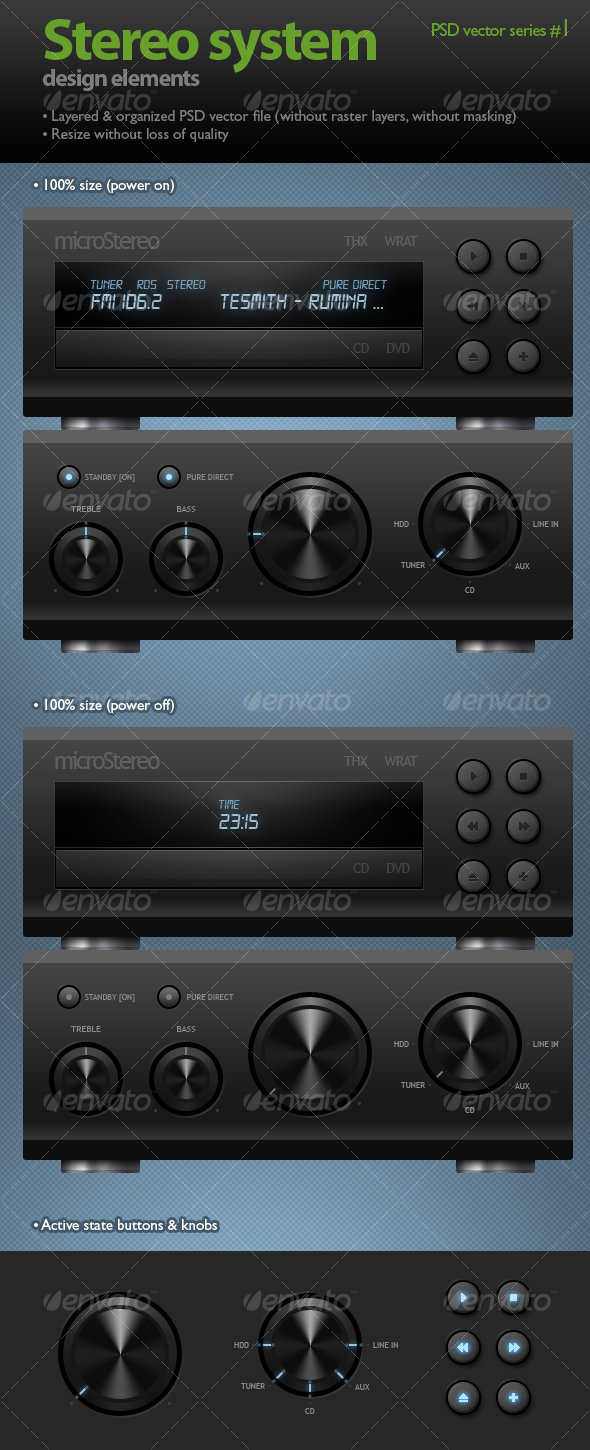 GraphicRiver Stereo system black knobs & buttons 89924 GraphicRiver Stereo system black knobs & buttons 89924
