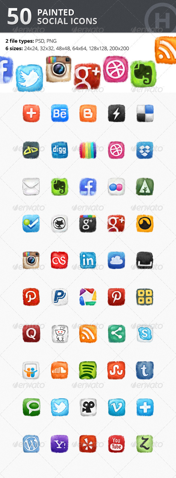 GraphicRiver 50 Painted Social Icons 2458317 GraphicRiver 50 Painted Social Icons 2458317