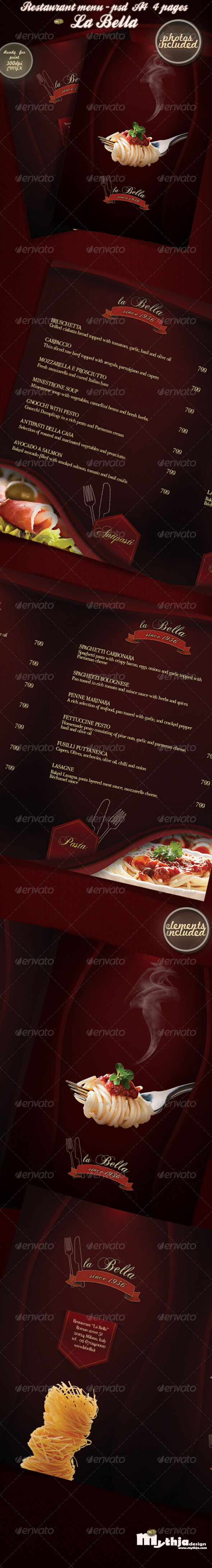 GraphicRiver La Bella Restaurant Menu Photos Included 2427045 GraphicRiver La Bella Restaurant Menu Photos Included 2427045