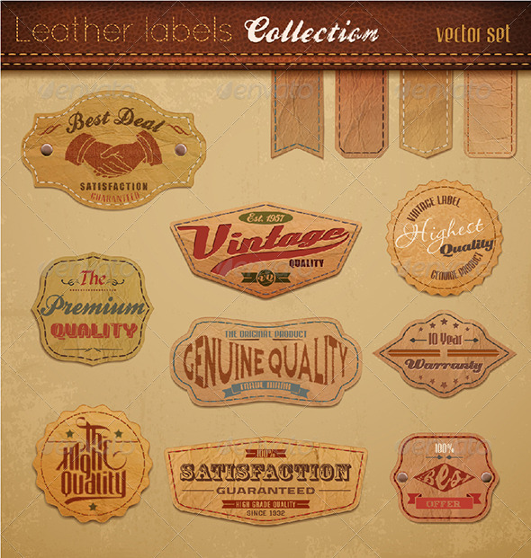 GraphicRiver Leather Labels Collection Vector Illustration 2470256 GraphicRiver Leather Labels Collection Vector Illustration 2470256