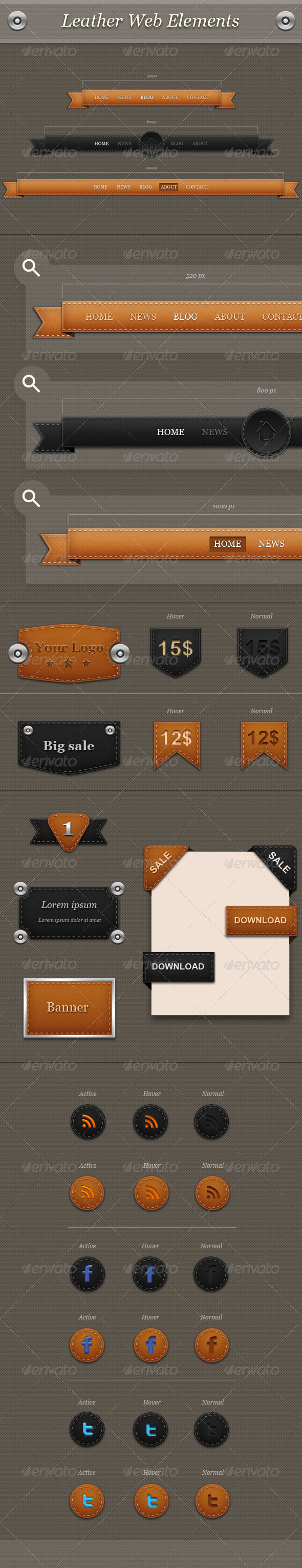 GraphicRiver Leather Web Elements 2531223 GraphicRiver Leather Web Elements 2531223