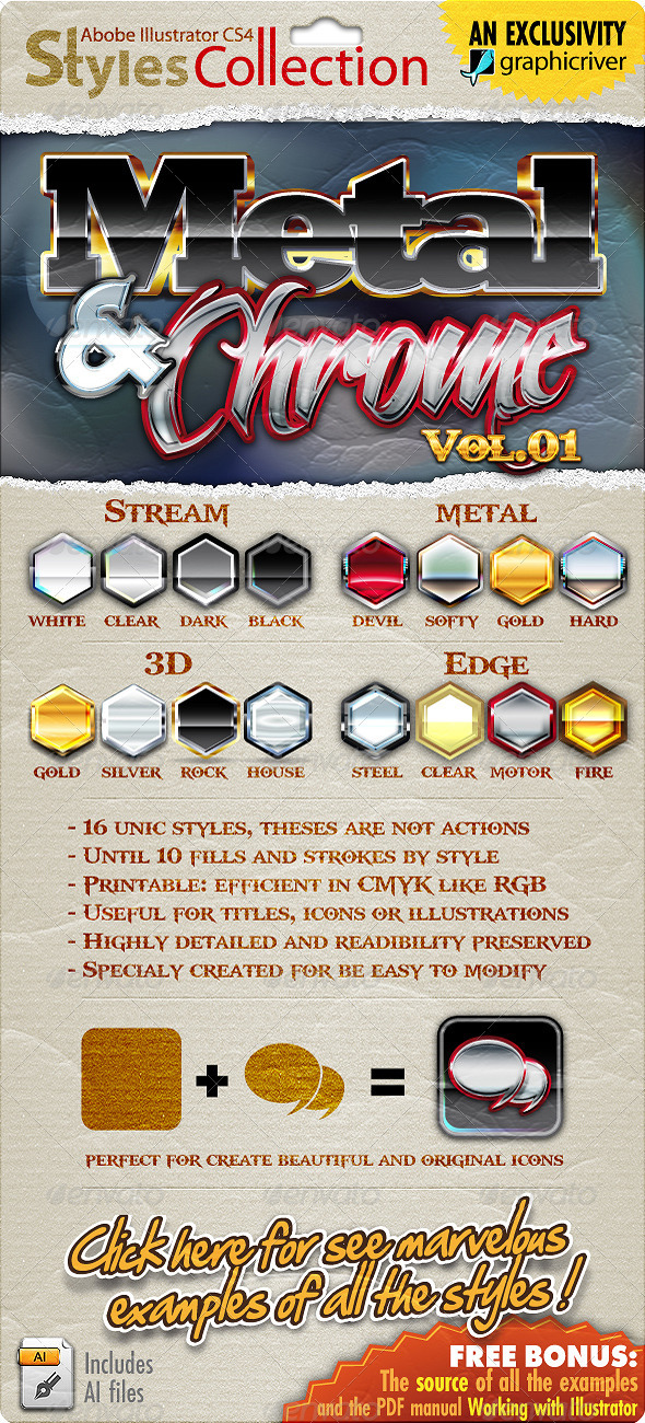GraphicRiver Illustrator Styles Collection Metal & Chrome #01 2558365 GraphicRiver Illustrator Styles Collection Metal & Chrome #01 2558365