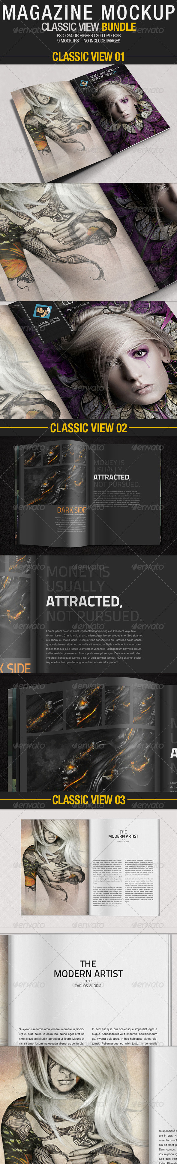 GraphicRiver Magazine Mockup Classic View Bundle 2577302 GraphicRiver Magazine Mockup Classic View Bundle 2577302