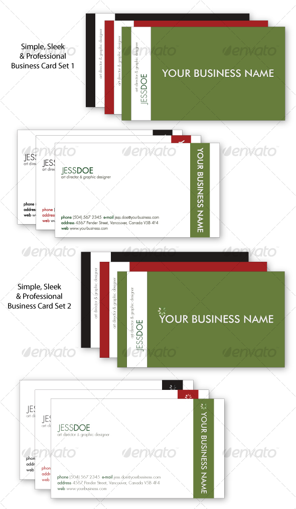 GraphicRiver Simple Sleek & Professional Business Card Set 93907 GraphicRiver Simple Sleek & Professional Business Card Set 93907