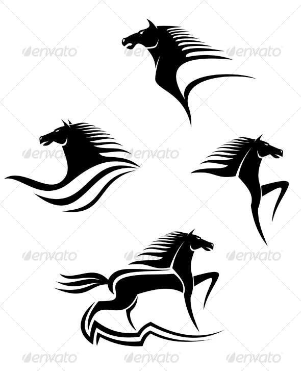 GraphicRiver Set of black horses symbols 94600 GraphicRiver Set of black horses symbols 94600