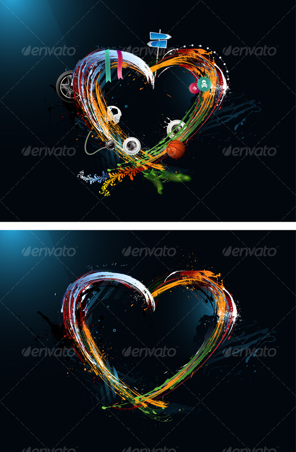 GraphicRiver Postcard Heart Valentine s Day Graffiti 95221 GraphicRiver Postcard Heart Valentine s Day Graffiti 95221