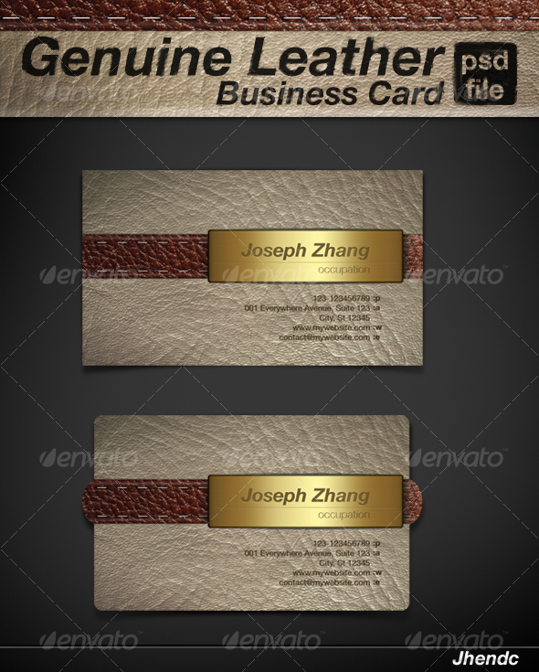 GraphicRiver Genuine Leather Business Card 92510 GraphicRiver Genuine Leather Business Card 92510