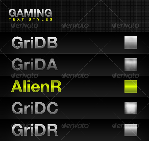 GraphicRiver Gaming Text Styles 94287 GraphicRiver Gaming Text Styles 94287
