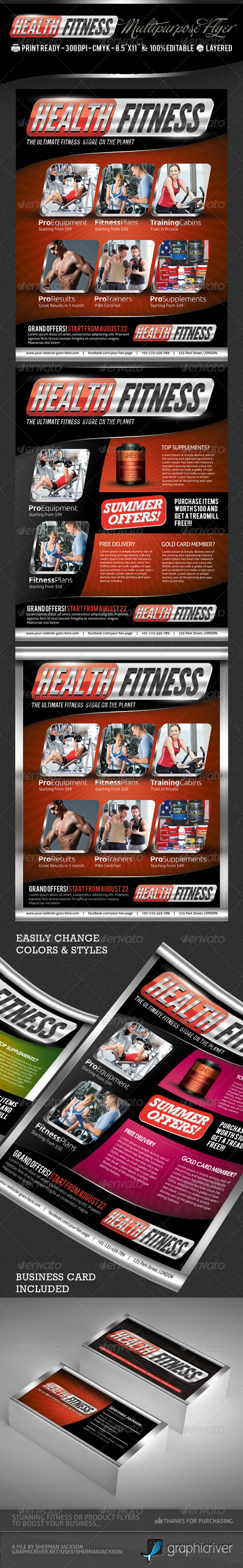 GraphicRiver Health & Fitness Pro Flyer & Business Card PSD 2652193 GraphicRiver Health & Fitness Pro Flyer & Business Card PSD 2652193