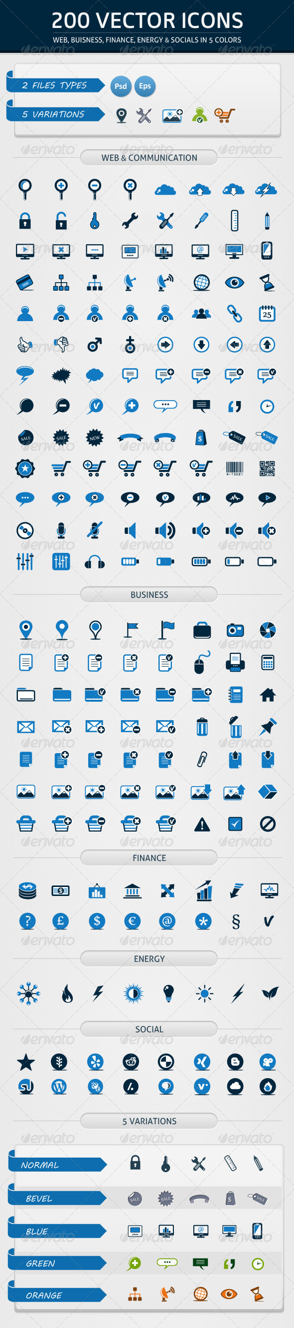 GraphicRiver 200 Vector Icons in 5 Colors 2682311 GraphicRiver 200 Vector Icons in 5 Colors 2682311