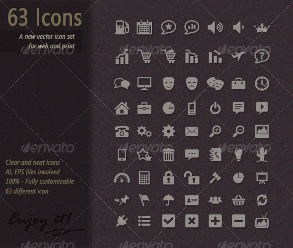 GraphicRiver 63 Icons Vector Set 2686580 GraphicRiver 63 Icons Vector Set 2686580