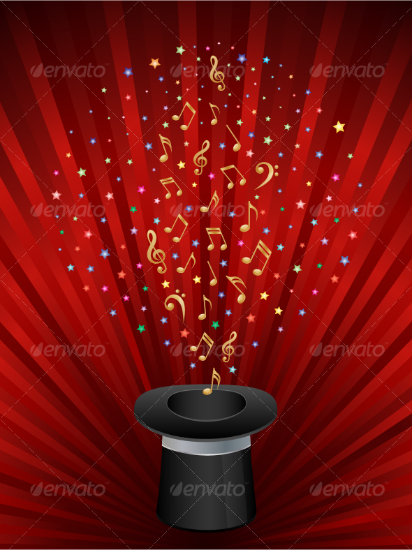 GraphicRiver Music background with a magic top hat 96984 GraphicRiver Music background with a magic top hat 96984