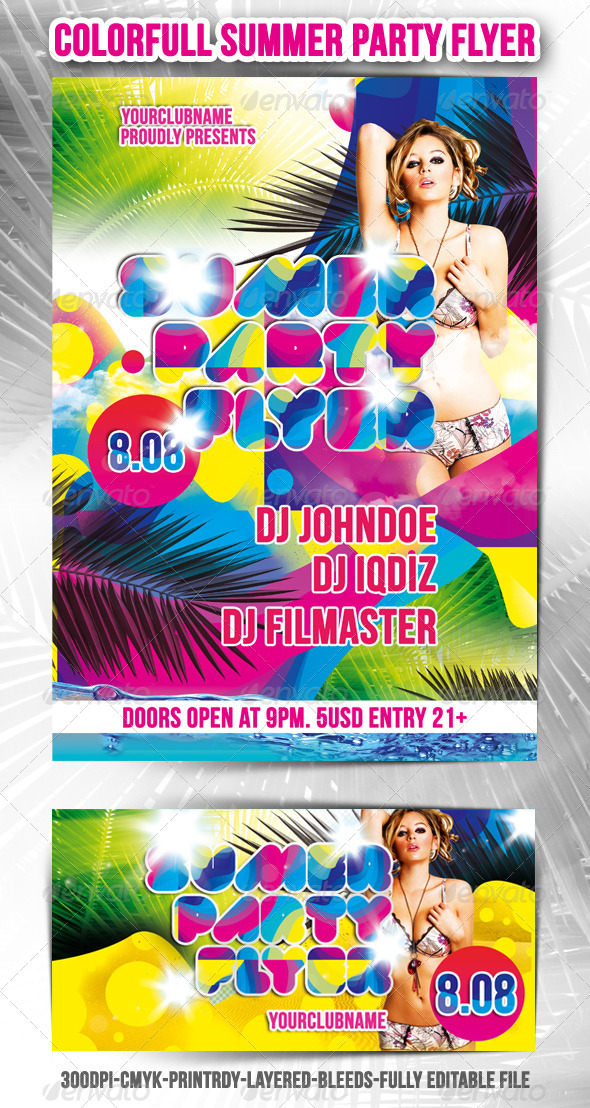 GraphicRiver Colorful Summer Party Flyer 300157 GraphicRiver Colorful Summer Party Flyer 300157
