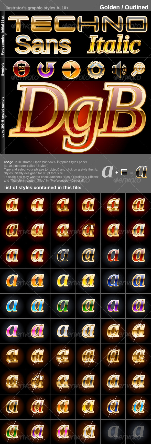 GraphicRiver 60 Illustrator Graphic Styles Golden Outlined 98701 GraphicRiver 60 Illustrator Graphic Styles Golden Outlined 98701