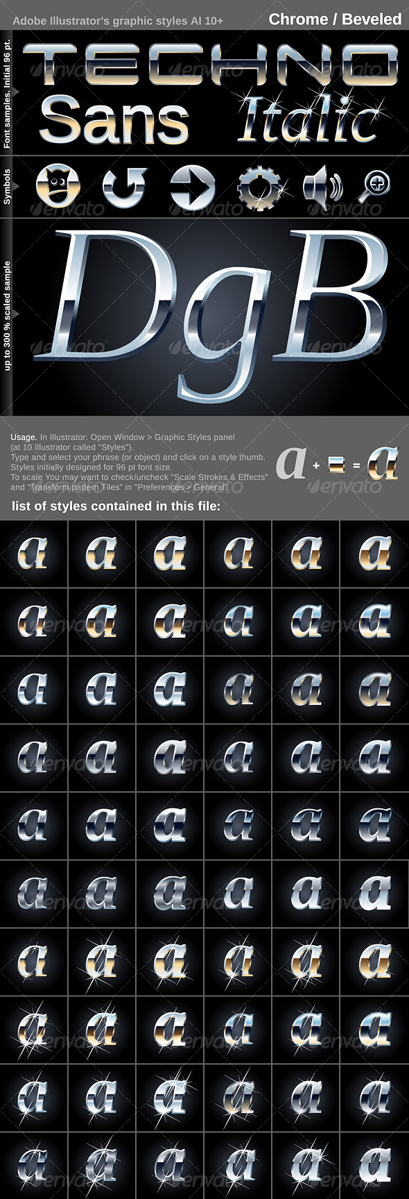 GraphicRiver 60 Illustrator's graphic styles Crome Beveled 100000 GraphicRiver 60 Illustrator's graphic styles Crome Beveled 100000