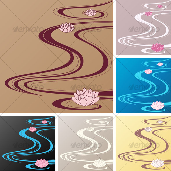 GraphicRiver Asian backgrounds with oriental waves and lotuses 100064 GraphicRiver Asian backgrounds with oriental waves and lotuses 100064