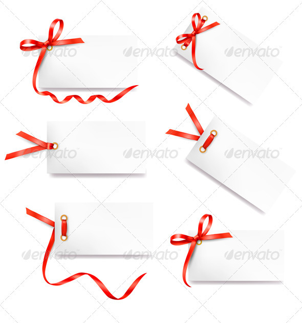 GraphicRiver Set of card note with red gift bows with ribbons 2796301 GraphicRiver Set of card note with red gift bows with ribbons 2796301