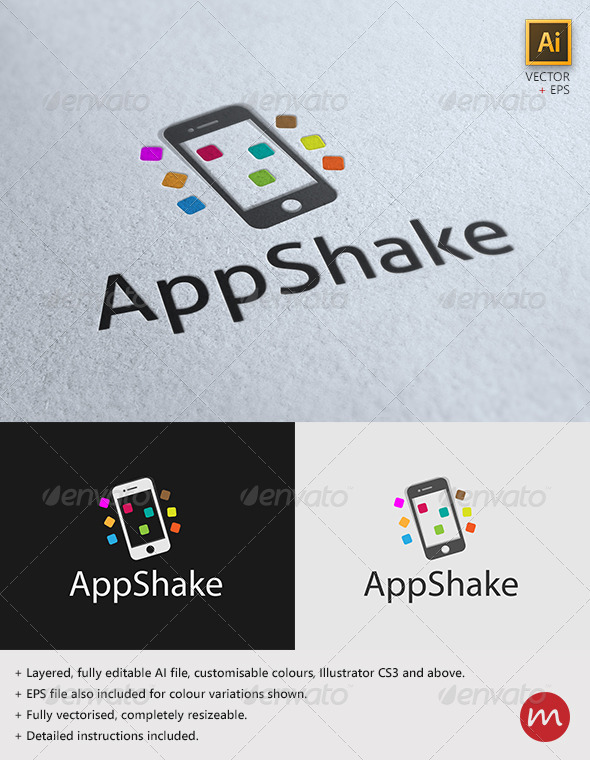 GraphicRiver AppShake Fun Mobile Logo Template 2768944 GraphicRiver AppShake Fun Mobile Logo Template 2768944