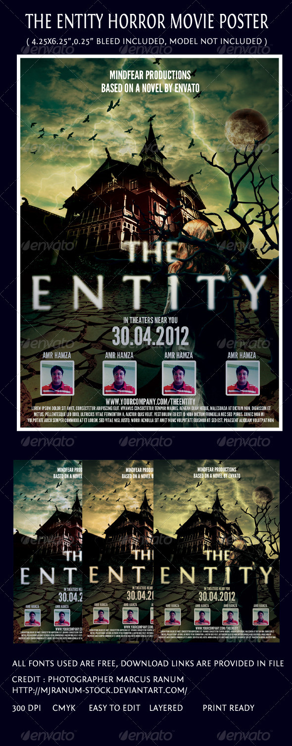 GraphicRiver The Entity Horror Movie Poster Template 2183910 GraphicRiver The Entity Horror Movie Poster Template 2183910