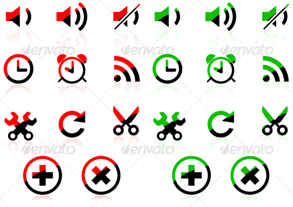 GraphicRiver Red Green Icons 101765 GraphicRiver Red Green Icons 101765