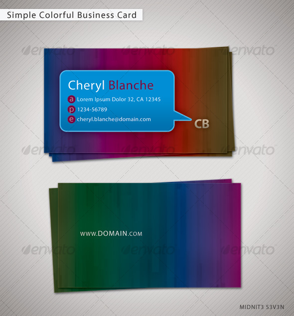 GraphicRiver Simple Colorful Business Card 104295 GraphicRiver Simple Colorful Business Card 104295