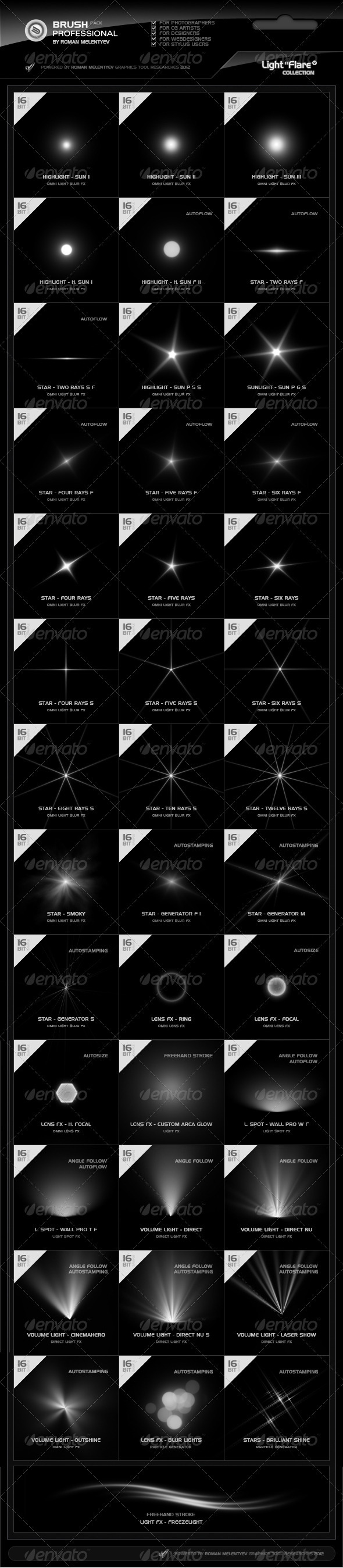 GraphicRiver Brush Pack Professional Volume 2 Light & Flare 1067979 GraphicRiver Brush Pack Professional Volume 2 Light & Flare 1067979