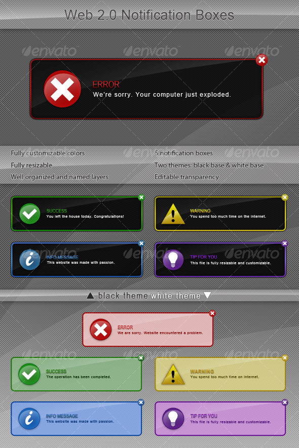 GraphicRiver Web 2.0 Notification Boxes 105427 GraphicRiver Web 2.0 Notification Boxes 105427