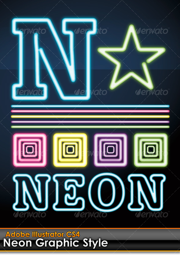 GraphicRiver Neon Illustrator Graphic Style 101180 GraphicRiver Neon Illustrator Graphic Style 101180
