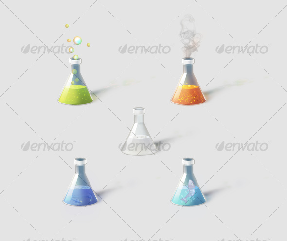 GraphicRiver Flasks with magical ingredients 106875 GraphicRiver Flasks with magical ingredients 106875